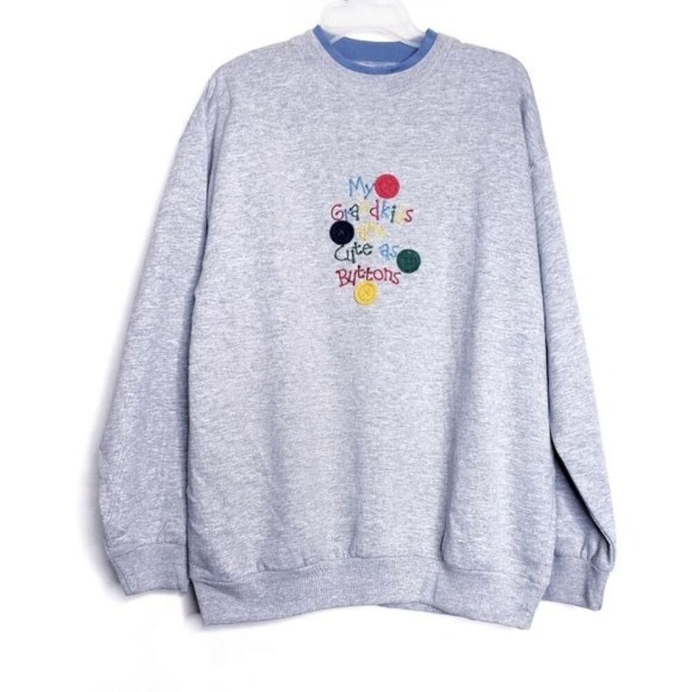 Vintage 90s Embroidered Grandma Crew Neck Pullover Sweatshirt Women's Size Large